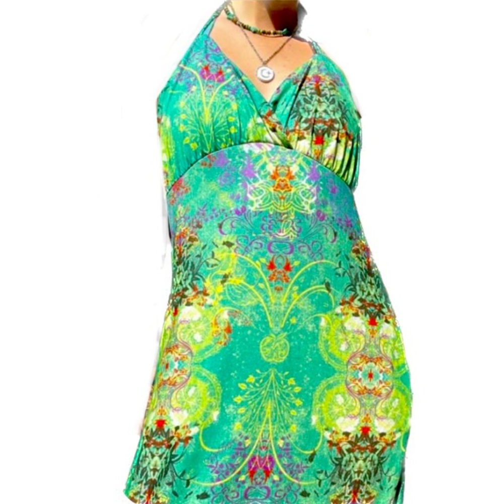 Apple Bottoms Women’s Halter Boho Print Maxi Dress